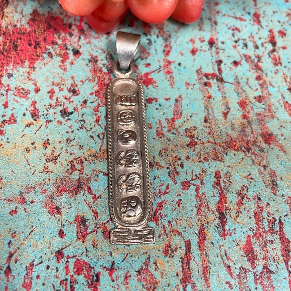 Silver Mexico Hieroglyphics Cartouche Pendant - Picture 3 of 8